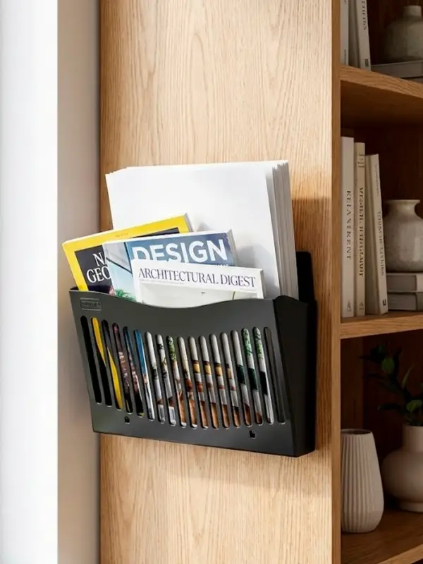 Лоток для бумаг Стамм, А4, настенный, пластиковый, 1 отделение, чёрный, 26&times;10&times;34 см