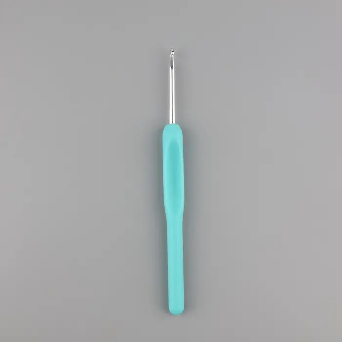 Крючок для вязания, с пластиковой ручкой, d = 3 мм, 14 см, цвет голубой Крючок для вязания, с пластиковой ручкой, d = 3 мм, 14 см, цвет голубой