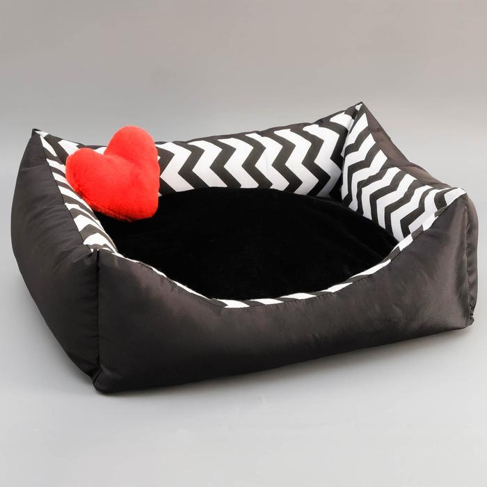 Лежанка с сердечком, 50 х 40 х 15 см, оксфорд, бязь, искусственный мех Лежанка с сердечком, 50 х 40 х 15 см, оксфорд, бязь, искусственный мех