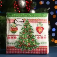 Салфетки бумажные Desna Design «Новогодняя ель», 1 слой, 24x24 см, 40 шт Салфетки бумажные Desna Design «Новогодняя ель», 1 слой, 24x24 см, 40 шт