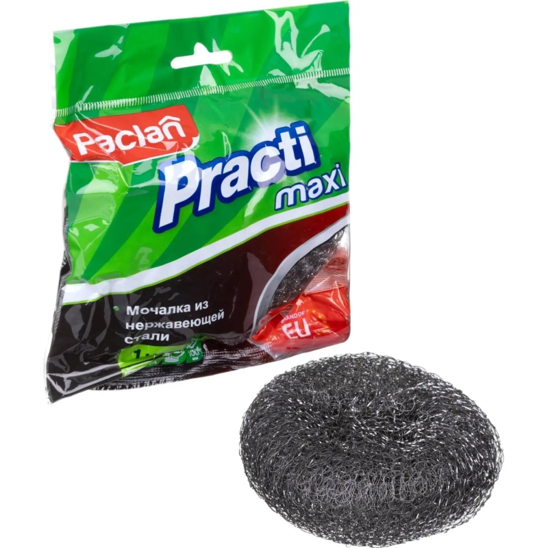 Губка-мочалка металлическая большая D=9,5см.,вес=34,8гр. PACLAN