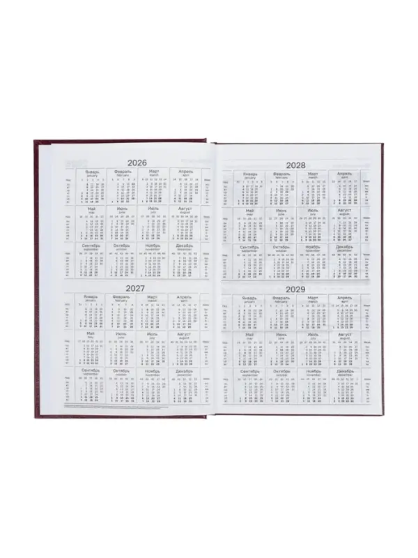 Ежедневник датир 2026г А5 168л б/вин, Бордо Ежедневник датир 2026г А5 168л б/вин, Бордо