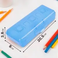 Пенал - футляр Calligrata &laquo;Школьный&raquo;, 80&times;205&times;38 мм, полупрозрачный. пластиковый, МИКС