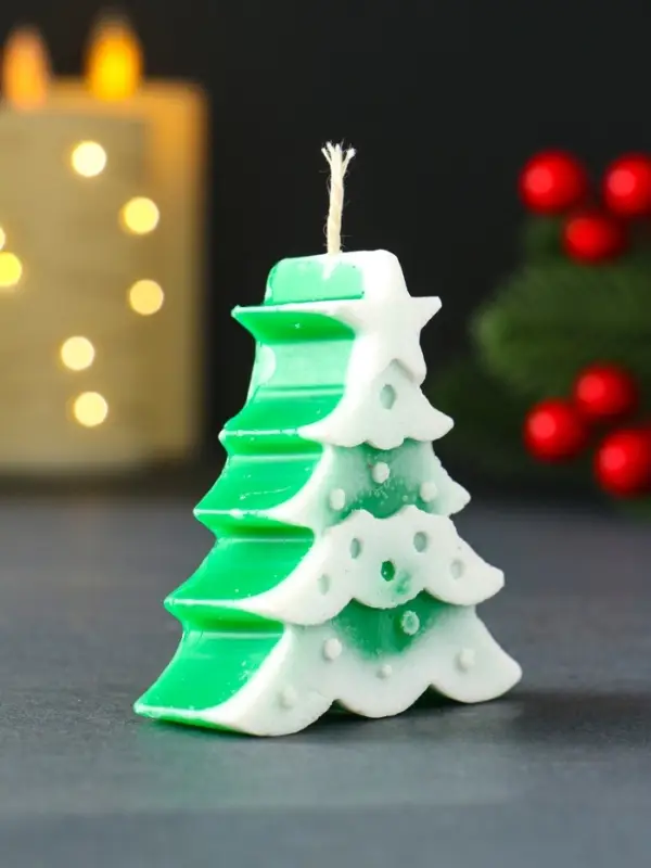 Свеча новогодняя Свеча новогодняя "Ёлочка с огоньками" 60х70 мм, зелёный