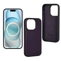 Чехол iPh 15 Pro Max Leather Case 100% ORG (MagSafe) c LOGO Dark Purple
