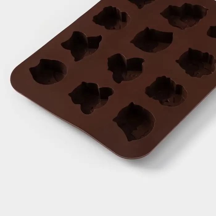 Форма для шоколада Доляна &laquo;Совы&raquo;, силикон, 19&times;15 см, 12 ячеек (3.5&times;3.5&times;1.5 см), коричневая