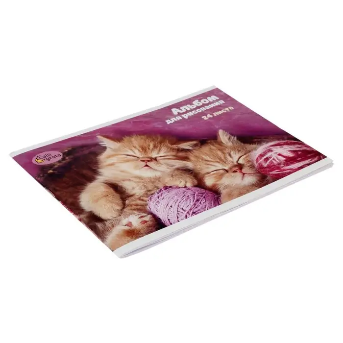 Альбом для рисования А5, 24 листа на скрепке &laquo;Милые котята&raquo;, обложка мелованный картон, блок 100 г/м&sup2;