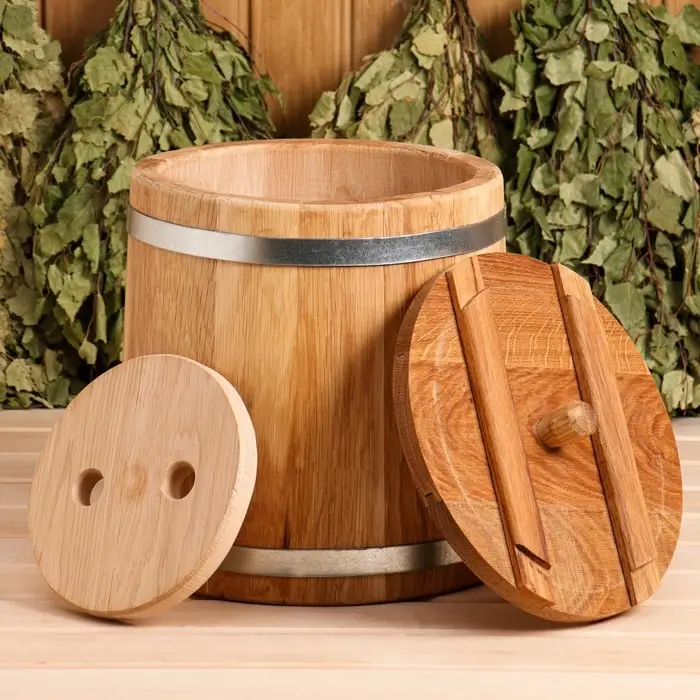 Бочка для засолки, 10 л, дубовая, с гнётом, &laquo;Добропаровъ&raquo;