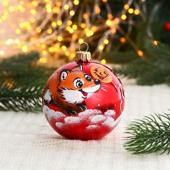 Ёлочный шар d-8 см Ёлочный шар d-8 см "Лиса и колобок"