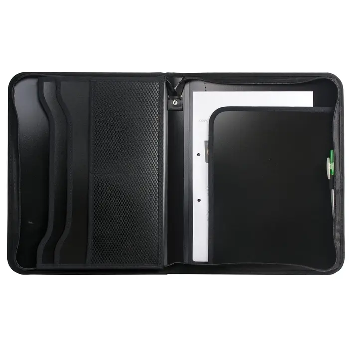 Папка на молнии А4, 2 отделения, Calligrata, 350&times;282&times;33 мм, пластик, 4 кармана, бизнес-класс, черная