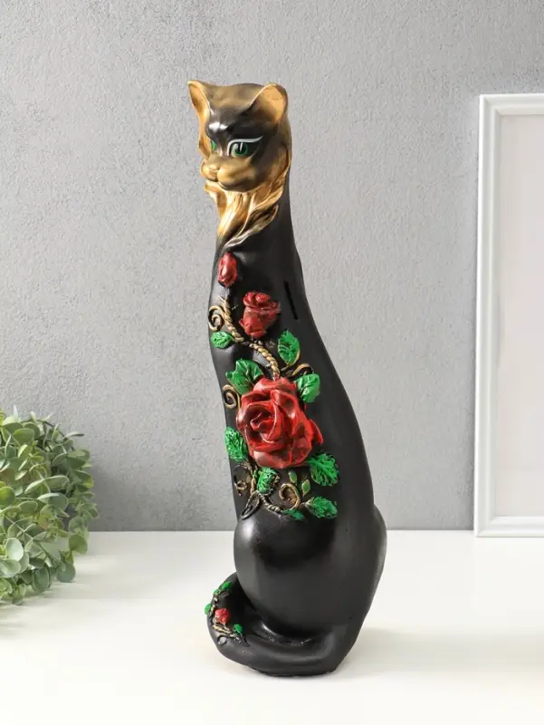 Копилка для денег &laquo;Кошка Маркиза с большой розой, 46&times;18&times;15 см