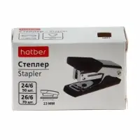 Степлер МИНИ 24/6,26/6 12л, 50/70 скоб захват 23мм, хром Hatber,  85944