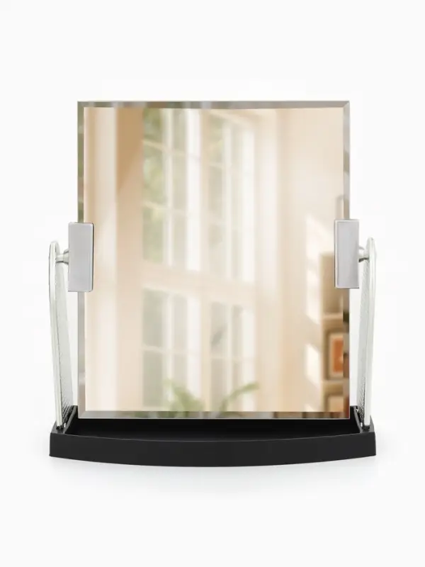 Зеркало настольное, прямоугольное, 17.5&times;19 см, (15&times;17 см), цвет серебряный