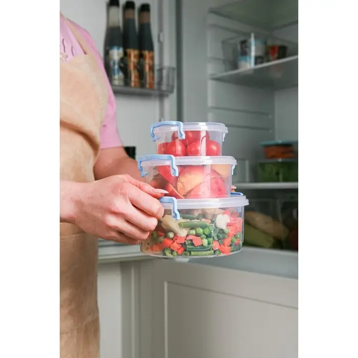 Набор контейнеров пищевых, 3 шт.: 300 мл, 600 мл, 1.2 л, круглые, прозрачные, МИКС