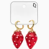Серьги конго &laquo;Клубника в крапинку&raquo;, красные в золоте
