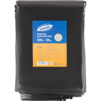 Мешки для мусора ПВД 180л 50мкм 50шт/уп черные 90x120см Luscan