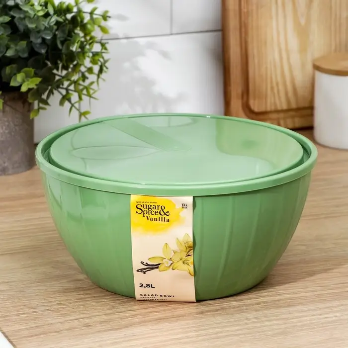 Салатник с крышкой Giaretti Vanilla, 2.8 л, пластик, МИКС