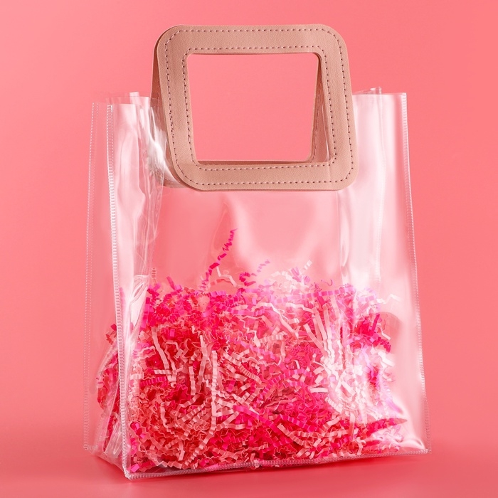 Пакет подарочный из ПВХ, розовый, 26.5 x 23 x 12 см Пакет подарочный из ПВХ, розовый, 26.5 x 23 x 12 см
