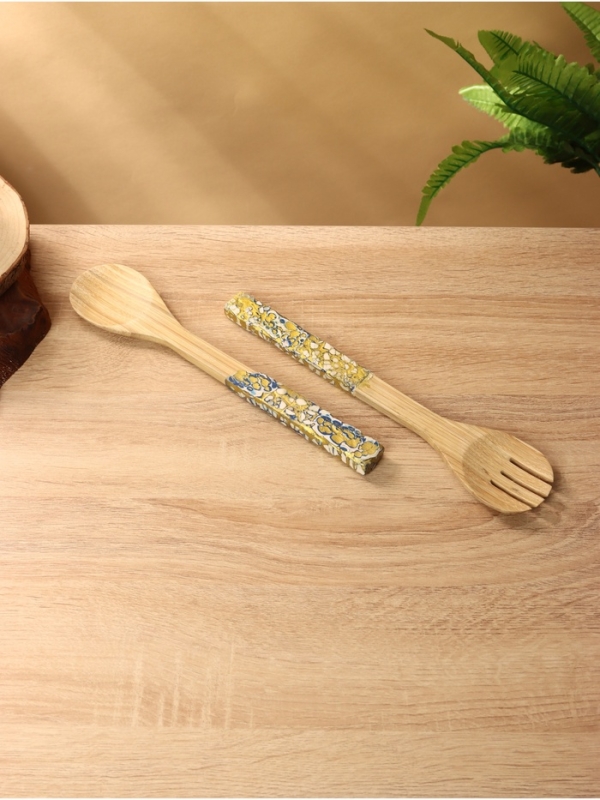 Набор для салата (вилка+ложка) 28 см, бамбук