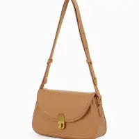 Сумка женская мессенджер TEXTURA на клапане, 23&times;6&times;13 см, тёмно-бежевая