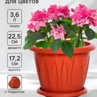 Горшок для цветов с поддоном &laquo;Фелиция&raquo;, 3.6 л, d=22.5 см, h=17.2 см, пластиковый, терракотовый
