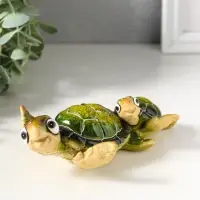 Сувенир полистоун лак "Черепаха с черепашонком" зелёный 15,8х11,8х5 см