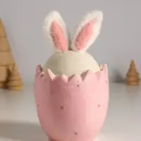 Сувенир керамика, текстиль "Зайчик в яйце" розовый 9х9х15,5 см Сувенир керамика, текстиль "Зайчик в яйце" розовый 9х9х15,5 см