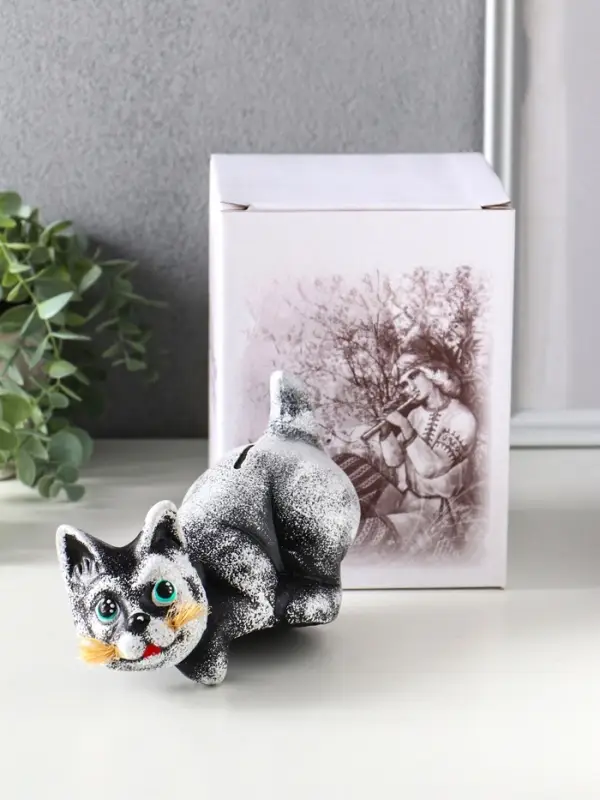 Копилка "Кот Василий" 11,5х18х9 см, белый
