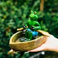 Садовая фигура 14 х 13 х 9,5 см "Лягушка в лодке" Водоплавающая Садовая фигура 14 х 13 х 9,5 см "Лягушка в лодке" Водоплавающая