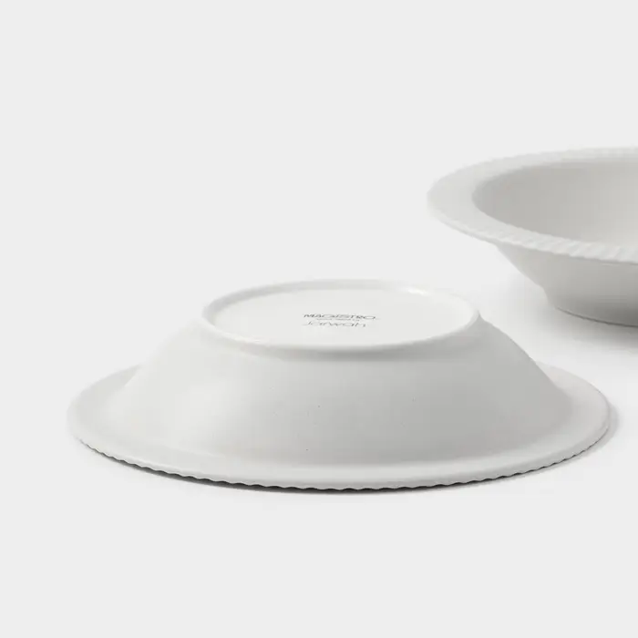 Тарелки Magistro Jarwah Lausanne, 550 мл, 21.3&times;4 см, глубокие, набор 2 шт., фарфор, серые