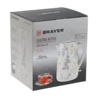Чайник BRAYER 1083BR-YE, электрический, 2200Вт, 1.7л, нерж.сталь. автоотключение