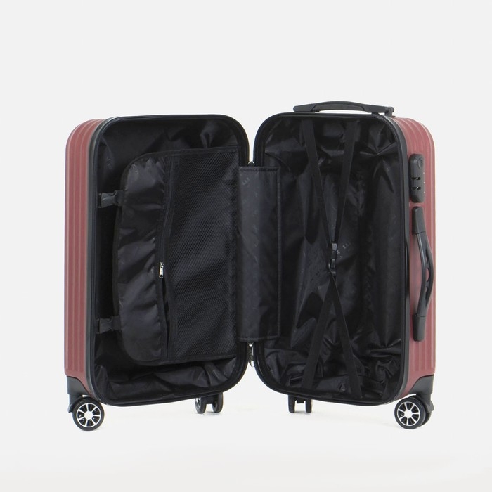 Чемодан малый 36 л (S), «Фабрика КАРТЕКС», отдел на молнии, кодовый замок, 4 колеса, цвет бордовый Чемодан малый 36 л (S), «Фабрика КАРТЕКС», отдел на молнии, кодовый замок, 4 колеса, цвет бордовый