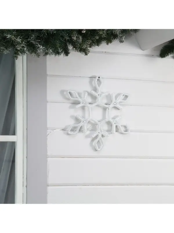 Неоновая фигура &laquo;Снежинка&raquo;, 37 см, 288 LED, 12 В, 8 режимов, свечение белое/тёплое белое