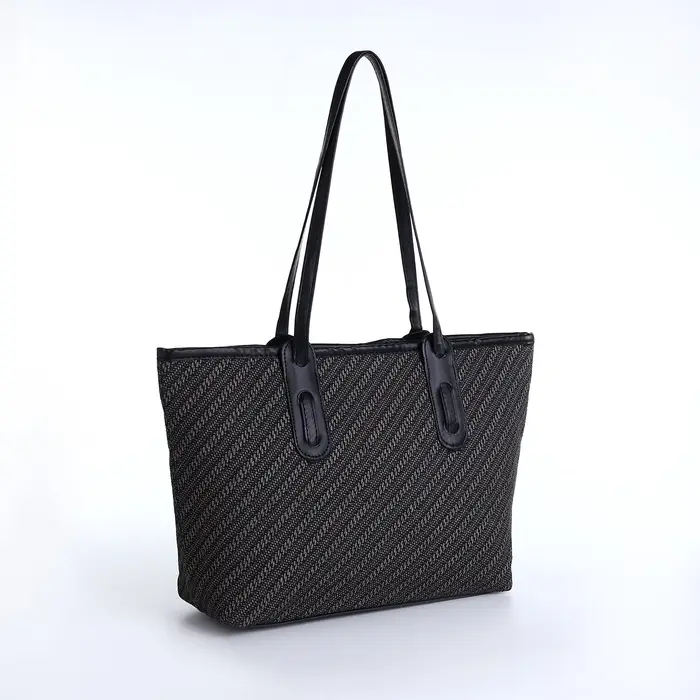 Сумка женская тоут на молнии, 30&times;11&times;25 см, чёрная