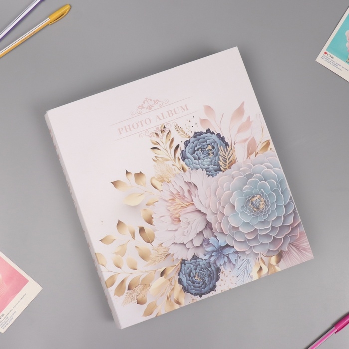 Фотоальбом на 800 фото 10х15 см Фотоальбом на 800 фото 10х15 см "Букет с листьями" в коробке золотая обводка 5,5х30,5х33,5см 10749