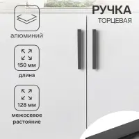 Ручка профильная мебельная торцевая CAPPIO RP101BL, м/о 128 мм, чёрная, 4 шт.