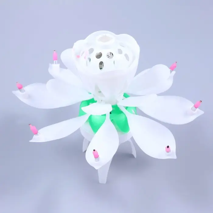 Свеча для торта музыкальная &laquo;Тюльпан&raquo;, крутящаяся, белая, 14.5&times;6 см