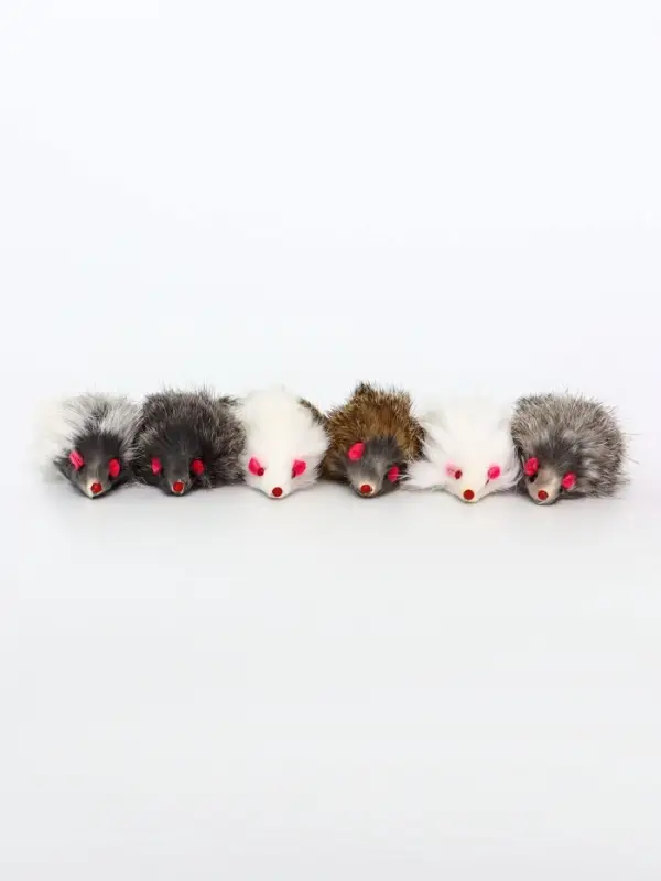 Мышь, 7.5 см, натуральный мех, фасовка 30 шт., цвет МИКС белый, серый