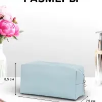 Косметичка женская ONE COLOR, на молнии, экокожа, голубая