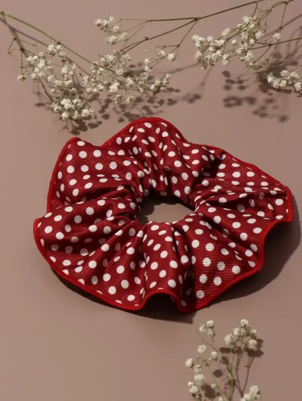 Резинка для волос "Орбита гранд" горох, 15 см, бело-красный