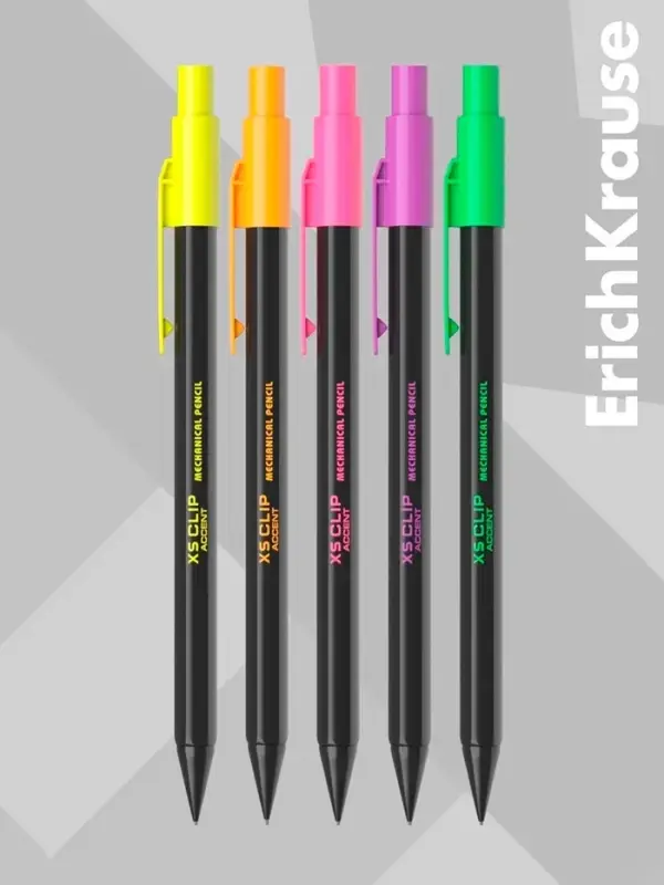Карандаш механический ErichKrause. XS Clip Accent, 0.7 мм, НВ, МИКС
