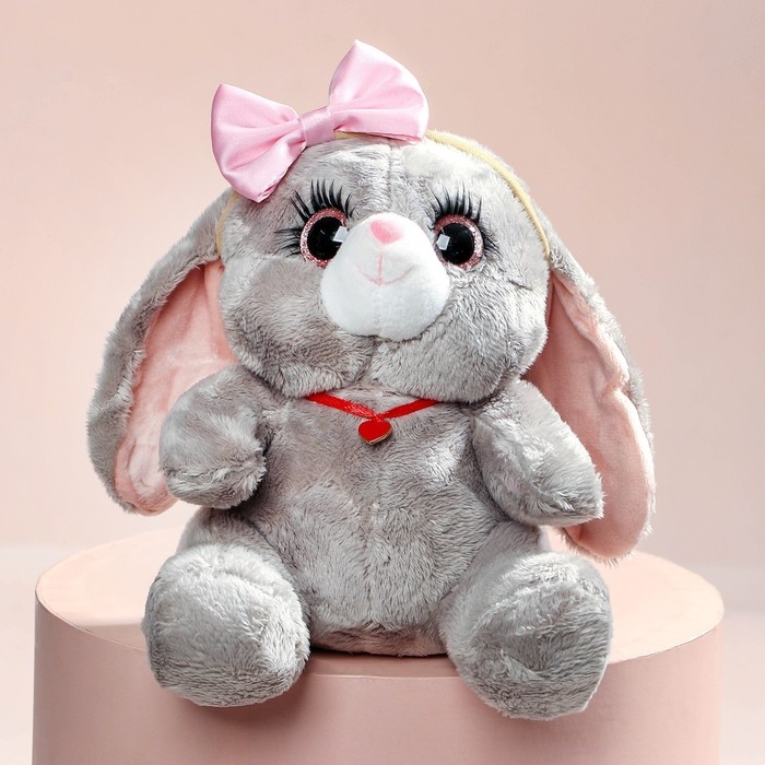 Мягкая игрушка «Зайка Ла-Пу-Ля в платье с повязкой бант», цвет серый, 20 см Мягкая игрушка «Зайка Ла-Пу-Ля в платье с повязкой бант», цвет серый, 20 см