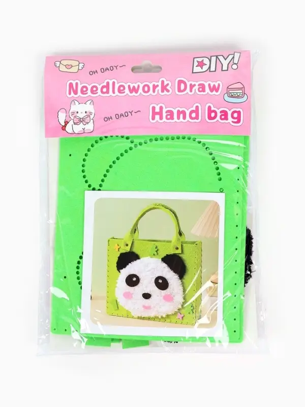 Набор для создания сумки из фетра "Панда", цвет зеленый