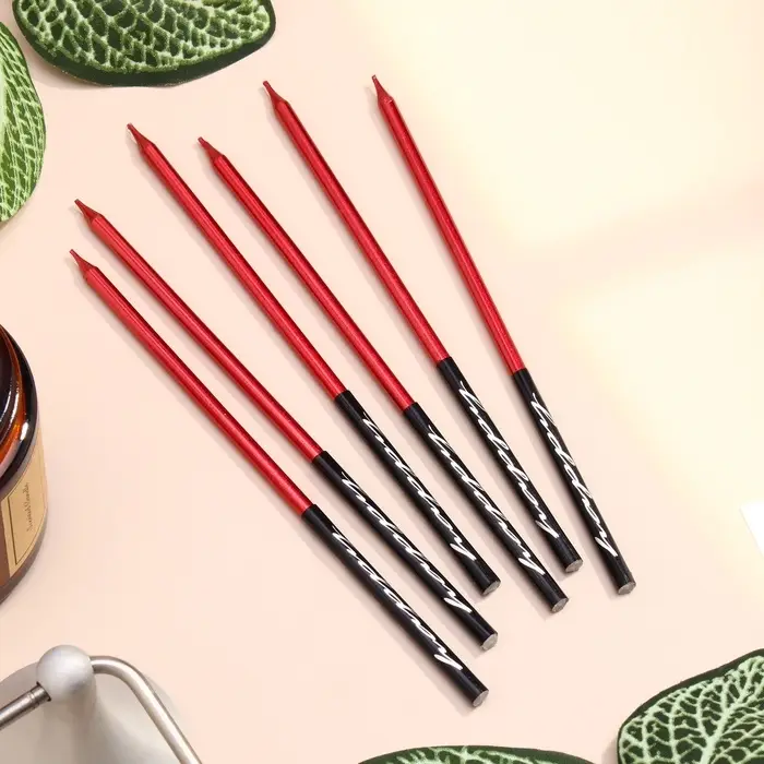 Свечи в торт &laquo;Праздник&raquo;, 6 шт., 14.5 см, красный с чёрным