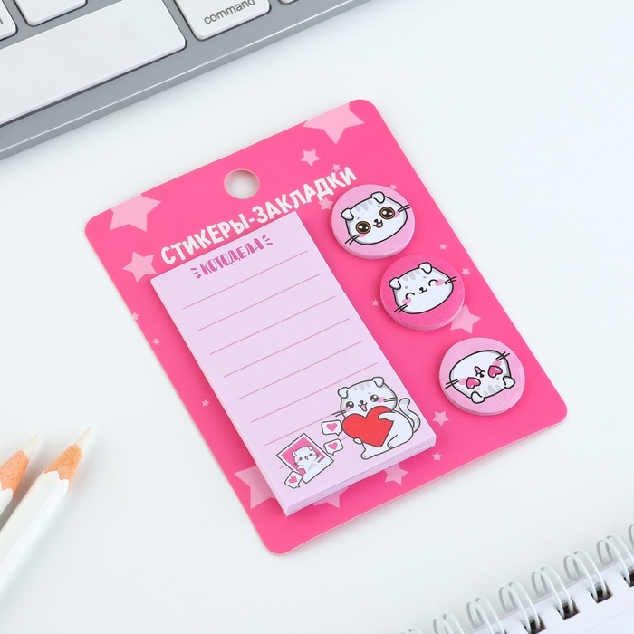 Стикеры с липким слоем 4 блока по 20 л «Котик» Стикеры с липким слоем 4 блока по 20 л «Котик»