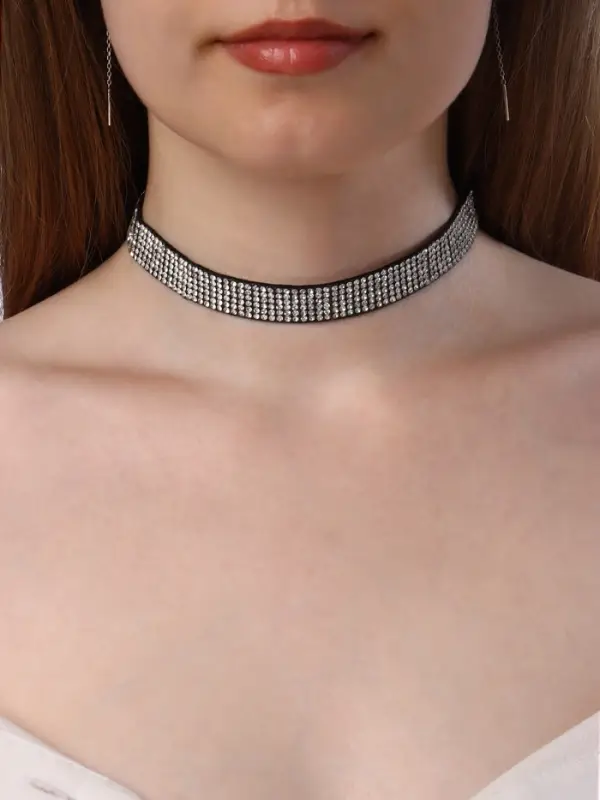 Чокер &laquo;Грация искр&raquo;, тонкий, цвет черно-серебряный, L=30 см