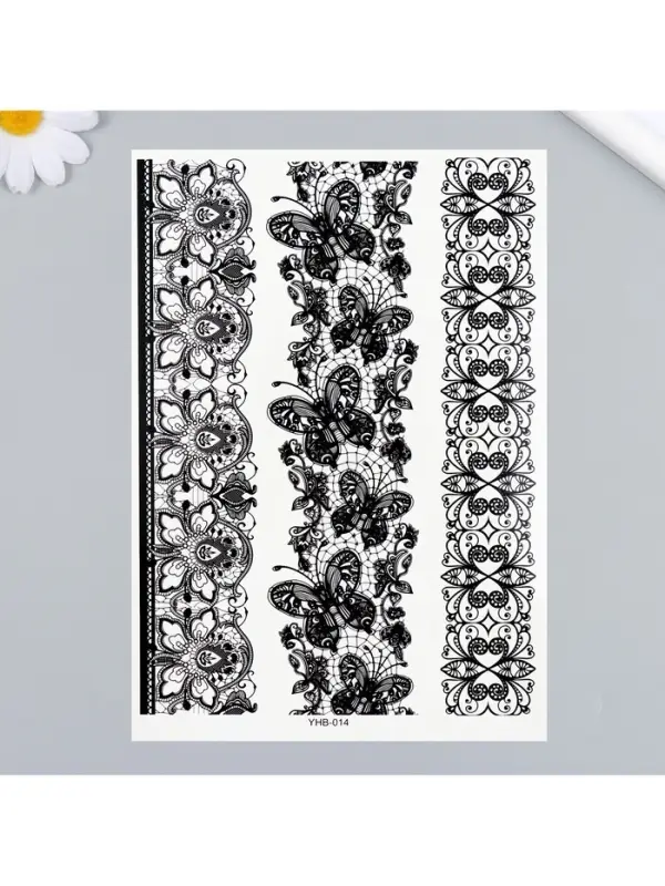 Переводные тату на тело чёрные «Ажурные ленты», 21×14.8 см