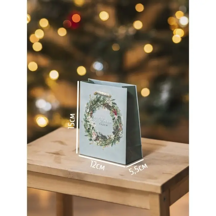 Пакет подарочный новогодний ламинированный «Новогодний венок», S 11.5 х 14.5 х 5.5 см Пакет подарочный новогодний ламинированный «Новогодний венок», S 11.5 х 14.5 х 5.5 см