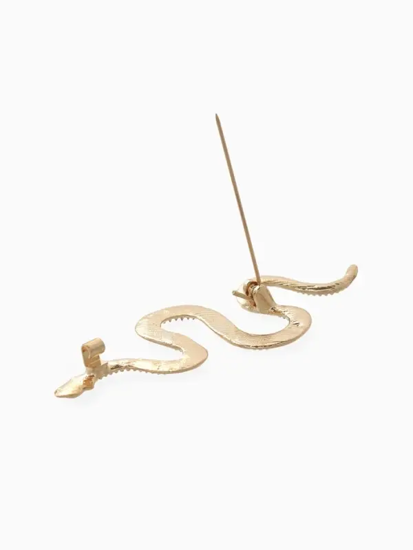 Брошь &laquo;Змея&raquo;, извилистая, цвет золото