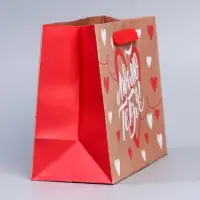 Пакет подарочный крафтовый, упаковка, &laquo;Люблю тебя&raquo;, MS 18&times;23&times;8 см